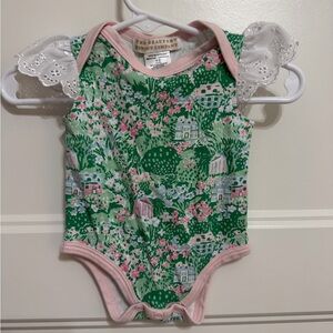 The Beaufort Bonnet Company Pink and Green Floral Bodysuit